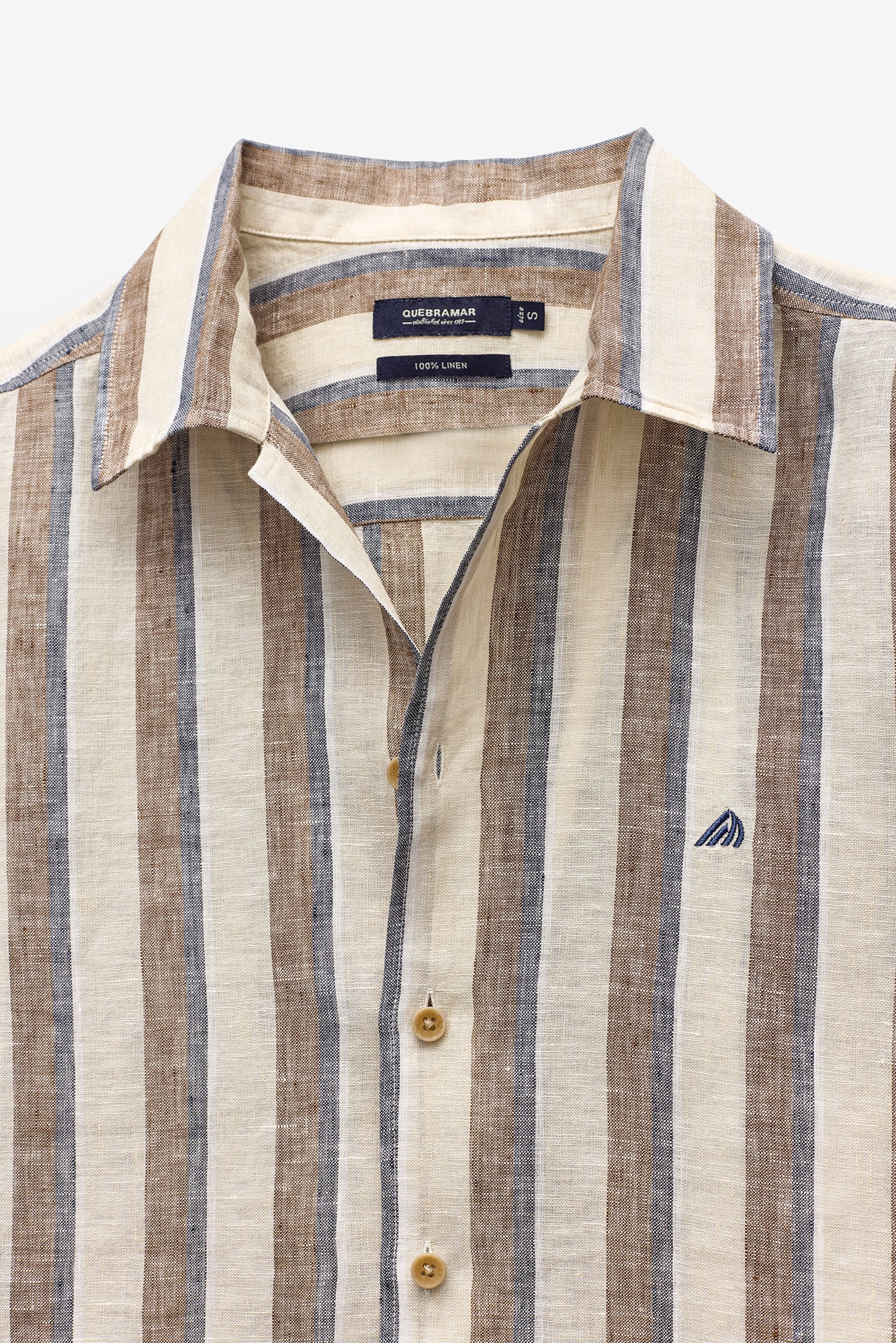 CAMISA MANGA CURTA ÀS RISCAS 100% LINHO