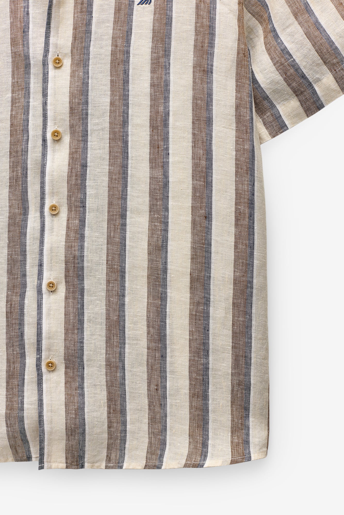 CAMISA MANGA CURTA ÀS RISCAS 100% LINHO