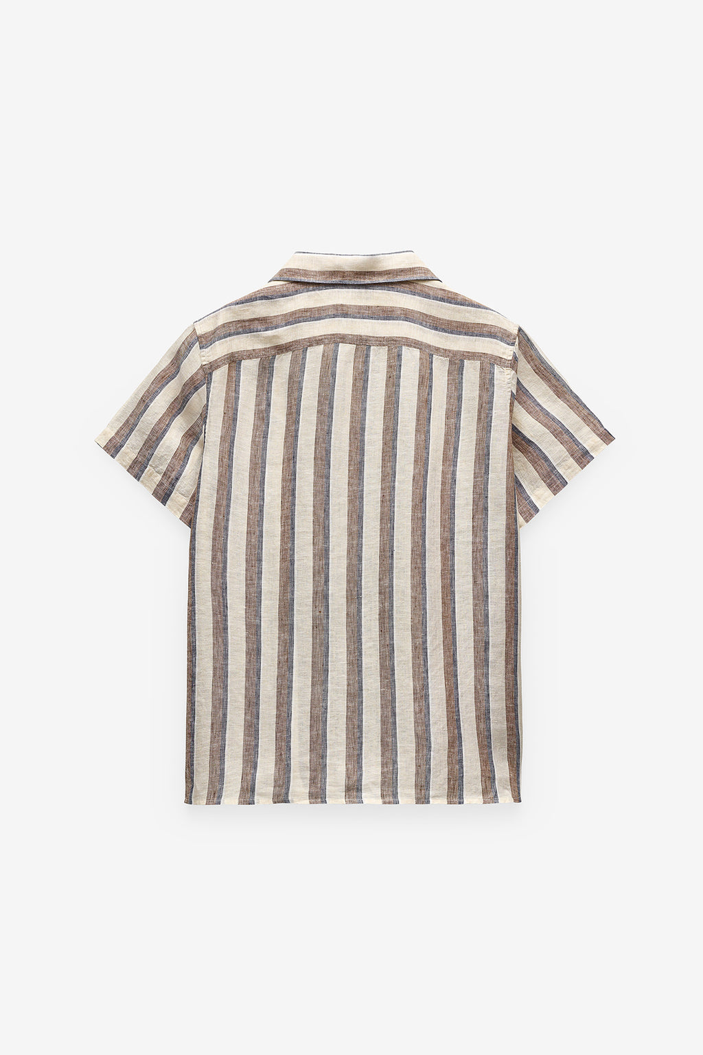 CAMISA MANGA CURTA ÀS RISCAS 100% LINHO