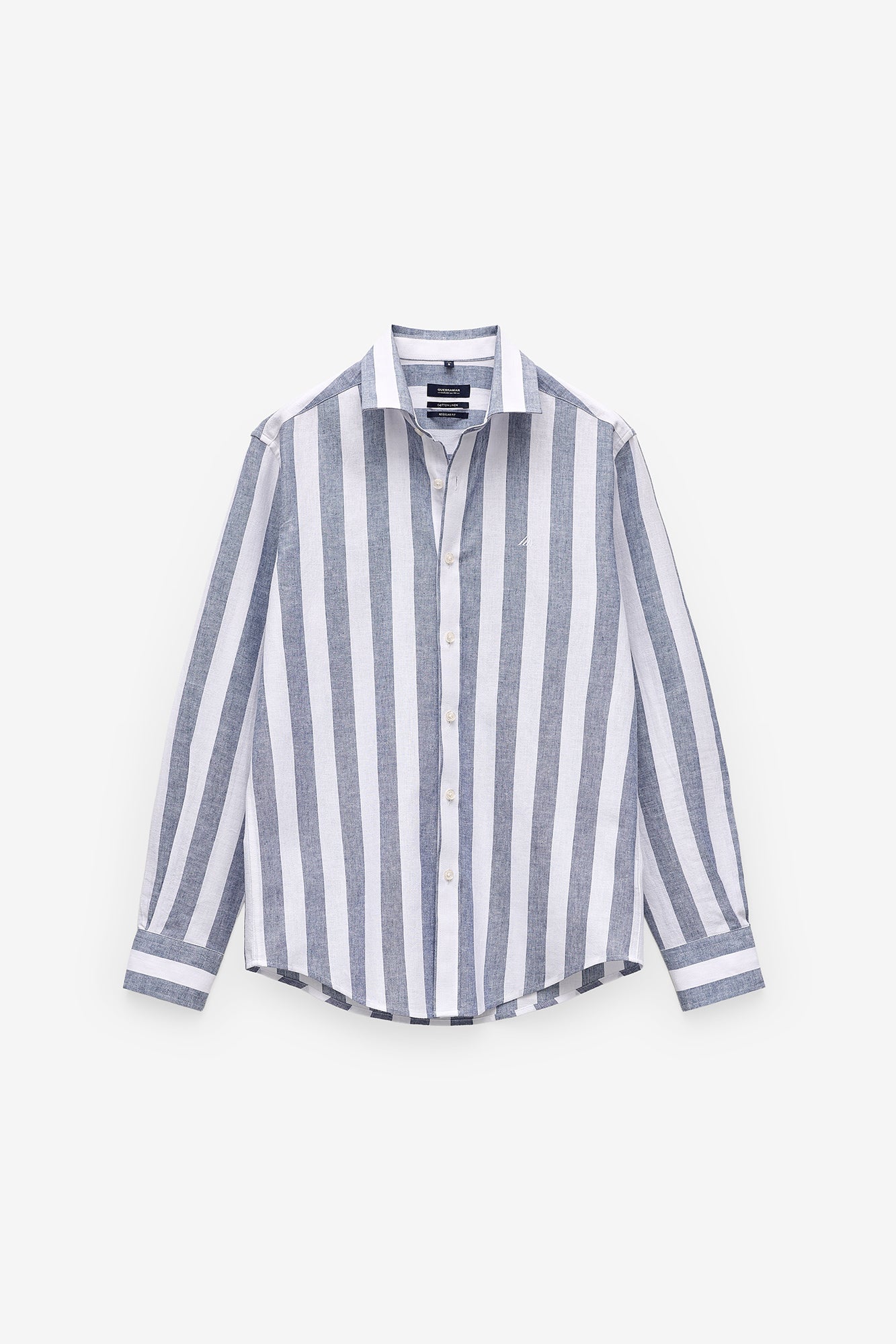 CAMISA COM RISCA LARGA EM ALGODÃO E LINHO