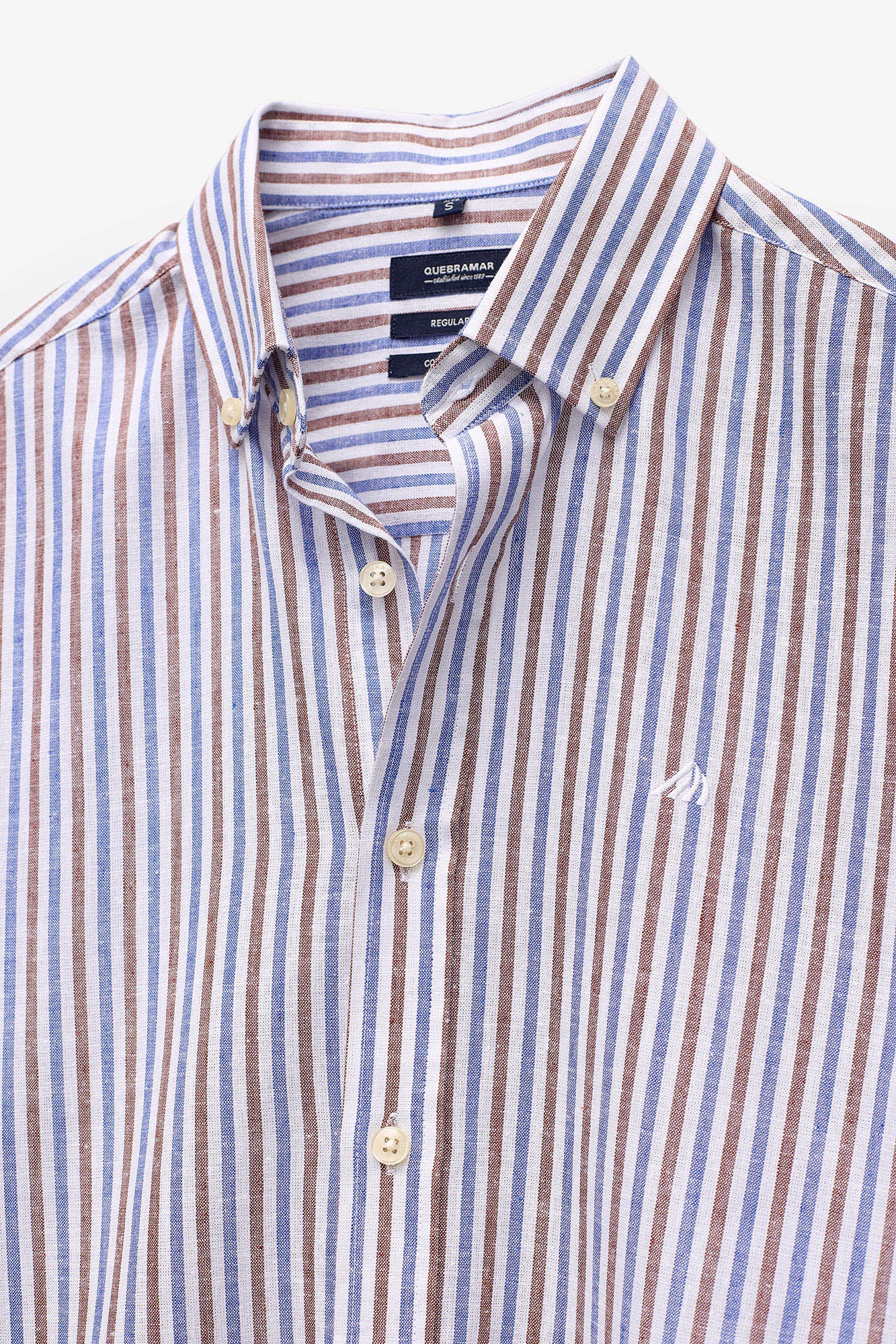 CAMISA ÀS RISCAS EM ALGODÃO E LINHO