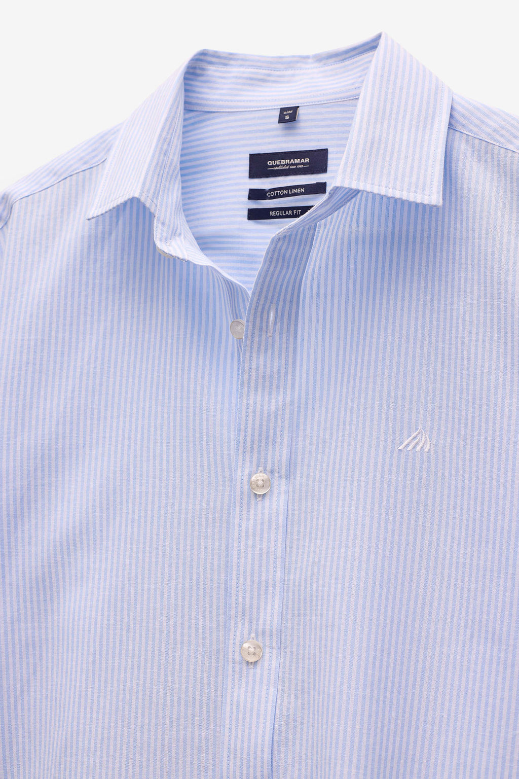 CAMISA ALGODÃO E LINHO ÀS RISCAS