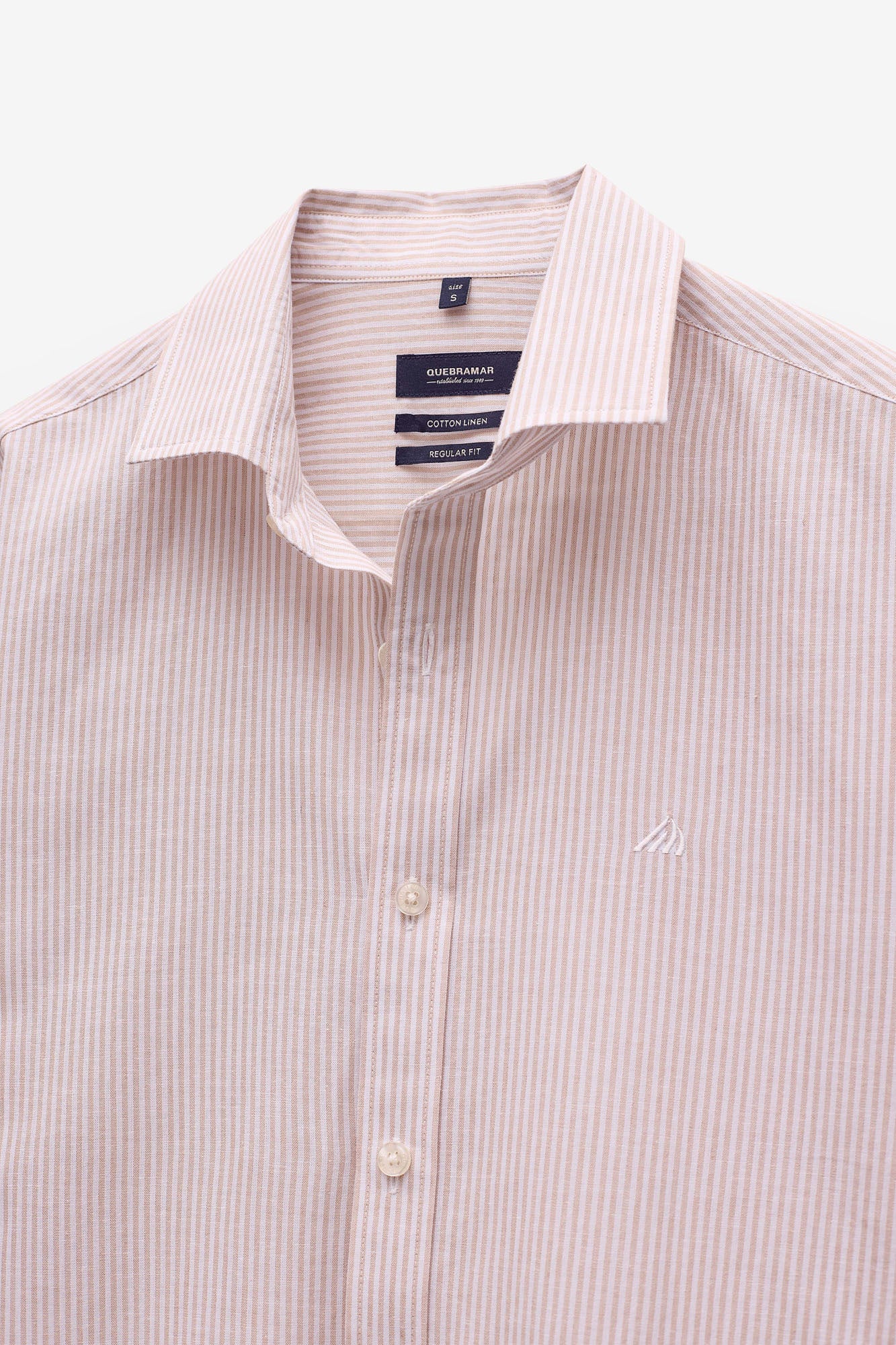 CAMISA ALGODÃO E LINHO ÀS RISCAS