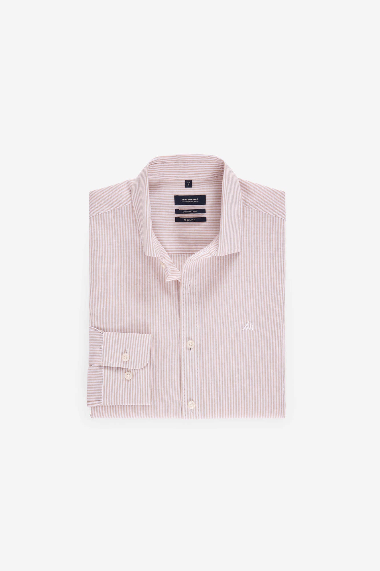 CAMISA ALGODÃO E LINHO ÀS RISCAS