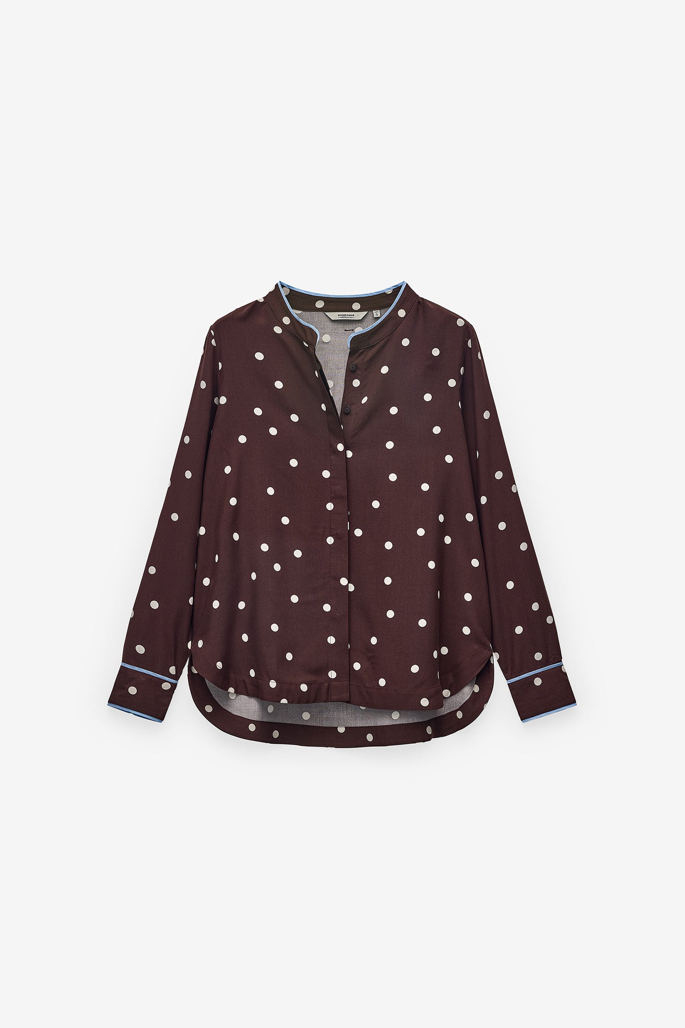 CAMISA POLKA DOTS COM FITA EM CONTRASTE