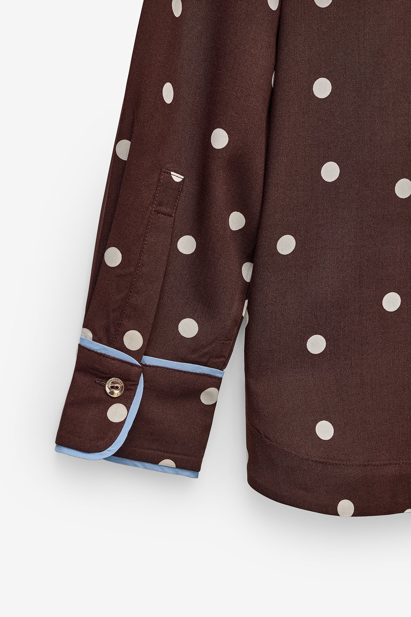 CAMISA POLKA DOTS COM FITA EM CONTRASTE