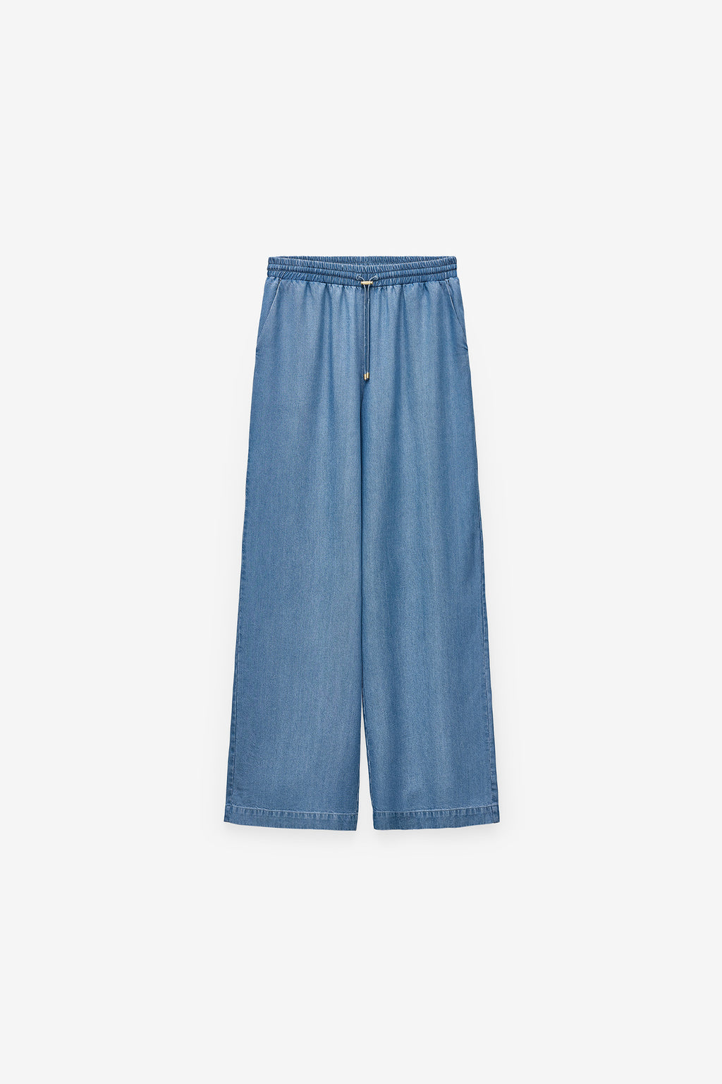 PANTALONES CHAMBRAY CON ELÁSTICO EN LA CINTURA