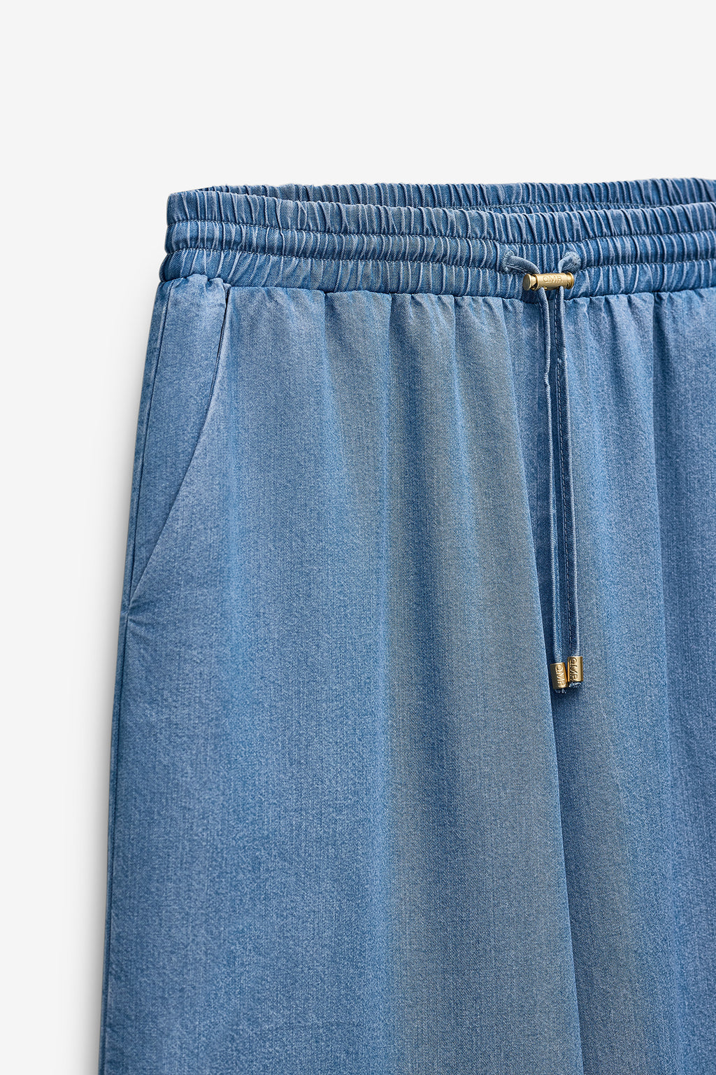 PANTALONES CHAMBRAY CON ELÁSTICO EN LA CINTURA