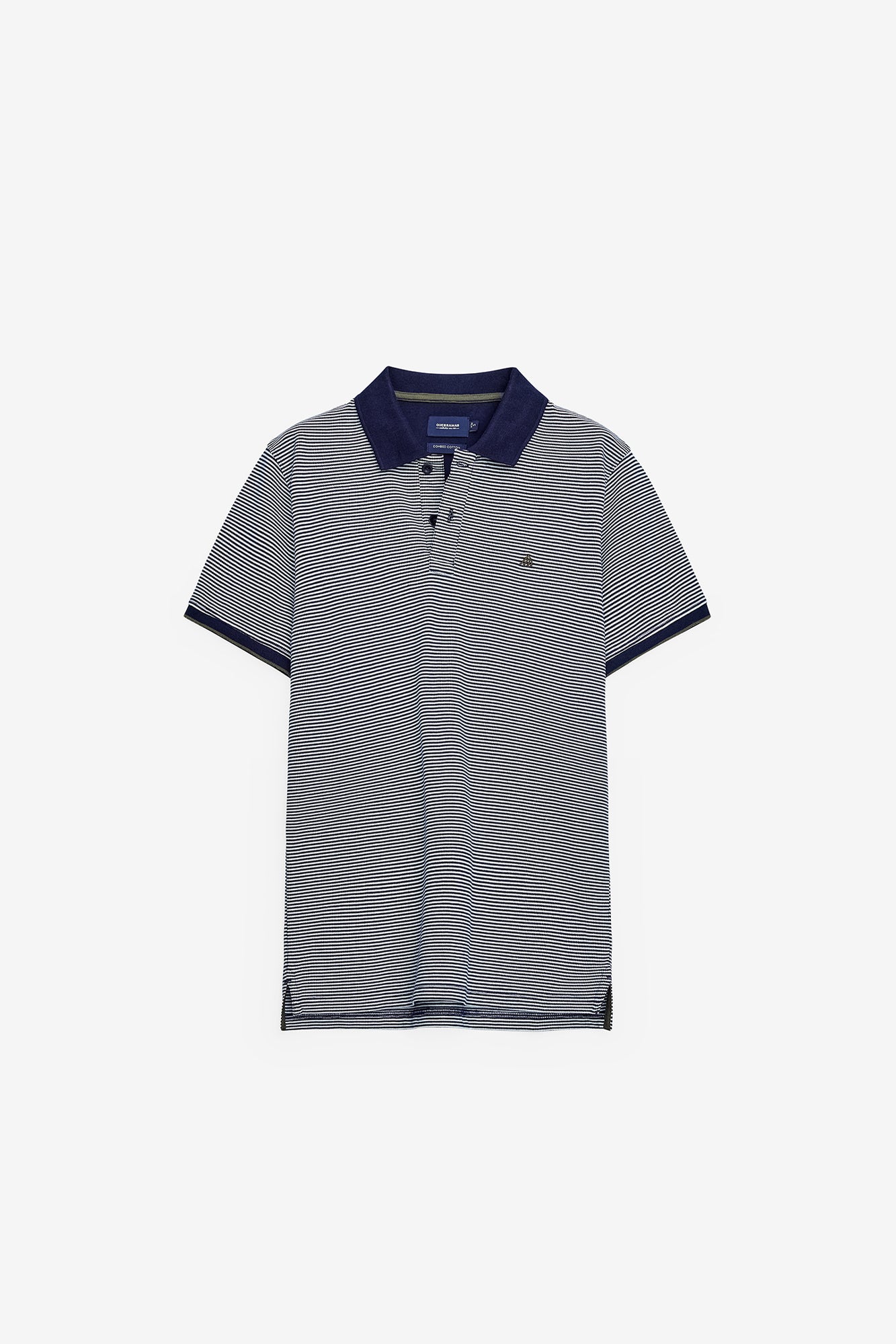 POLO PIQUÉ RAYADO CON CUELLO EN CONTRASTE