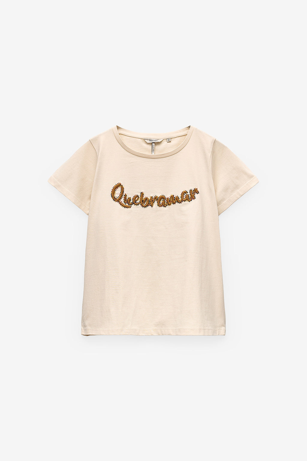 T-SHIRT COM BORDADO E MISSANGAS
