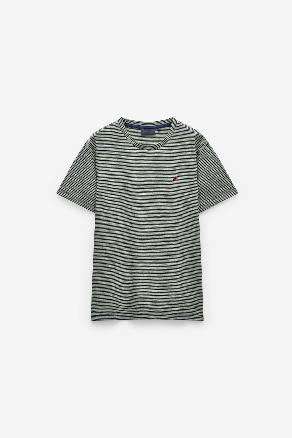 T-SHIRT ÀS RISCAS COM LOGO EM CONTRASTE