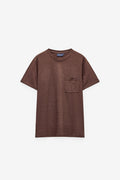 T-SHIRT EM SLUB LAVADA COM BOLSO