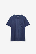 T-SHIRT EM SLUB LAVADA COM BOLSO