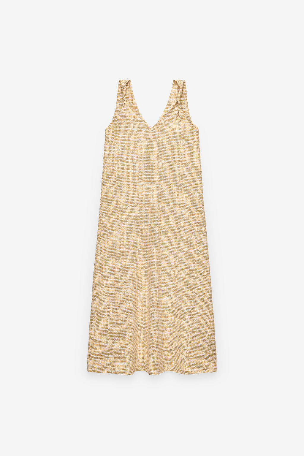 VESTIDO ESTAMPADO CON TIRANTES RETORCIDOS