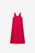 VESTIDO LISO LARGO CON CONTRASTES