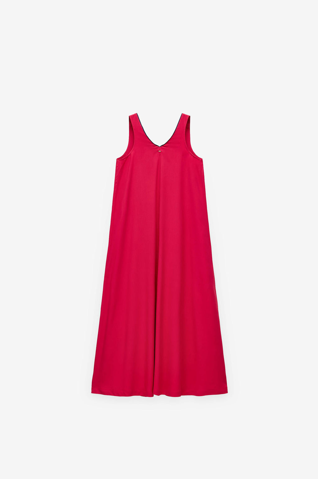 VESTIDO LISO LARGO CON CONTRASTES