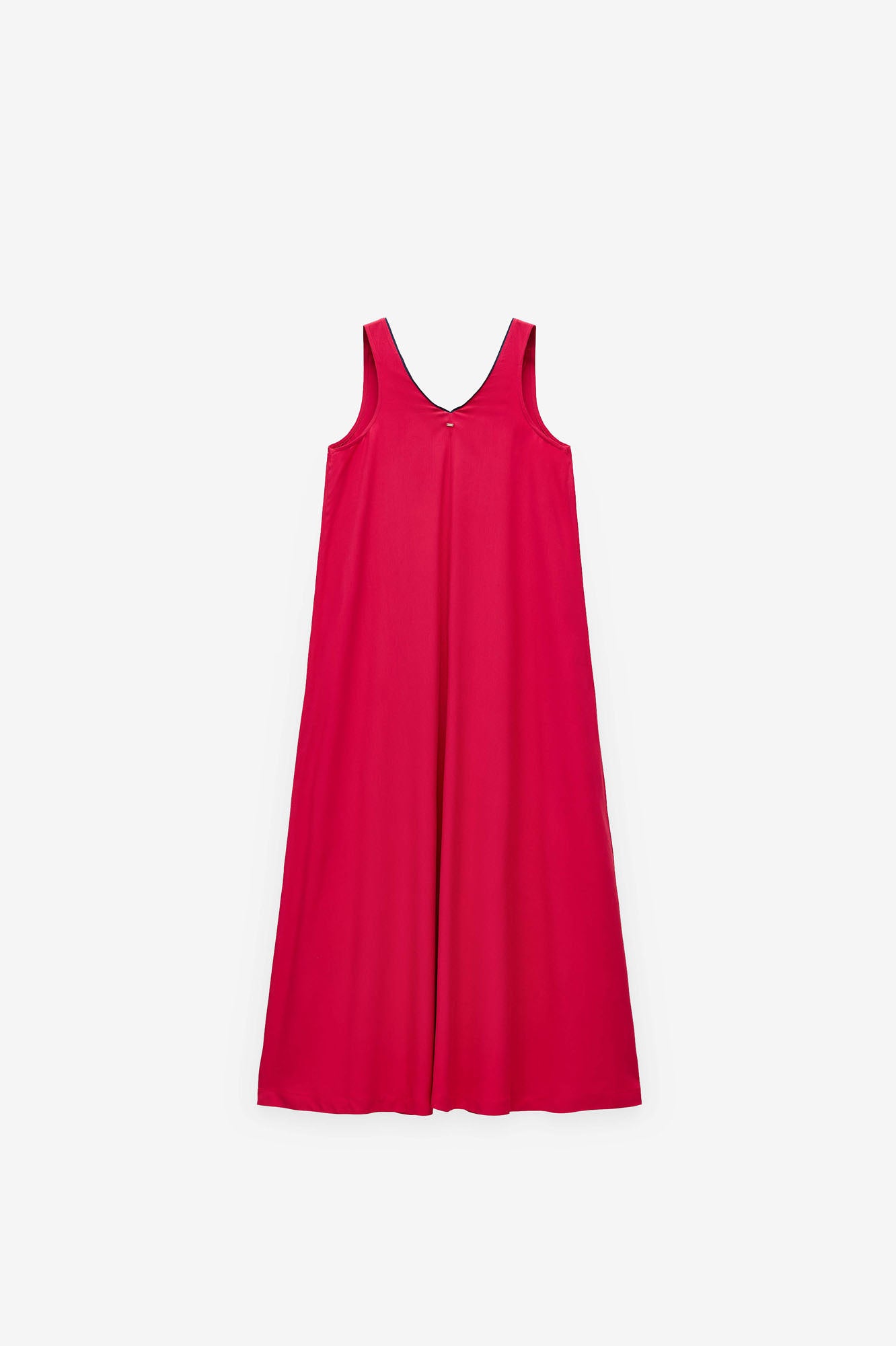 VESTIDO LISO LARGO CON CONTRASTES