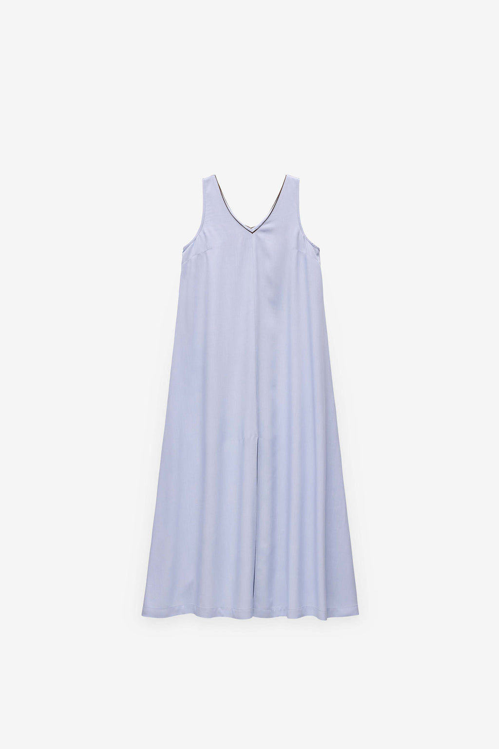VESTIDO LISO COMPRIDO COM CONTRASTES