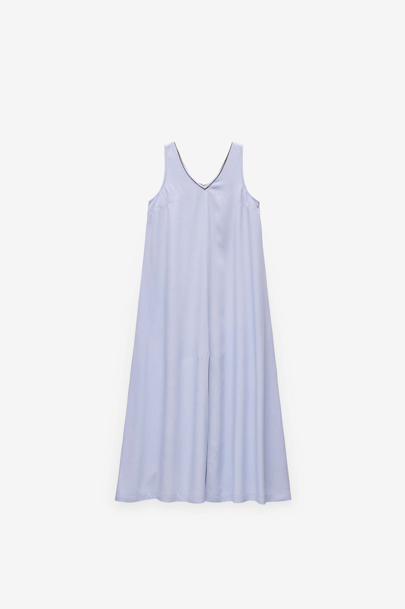 VESTIDO LISO COMPRIDO COM CONTRASTES