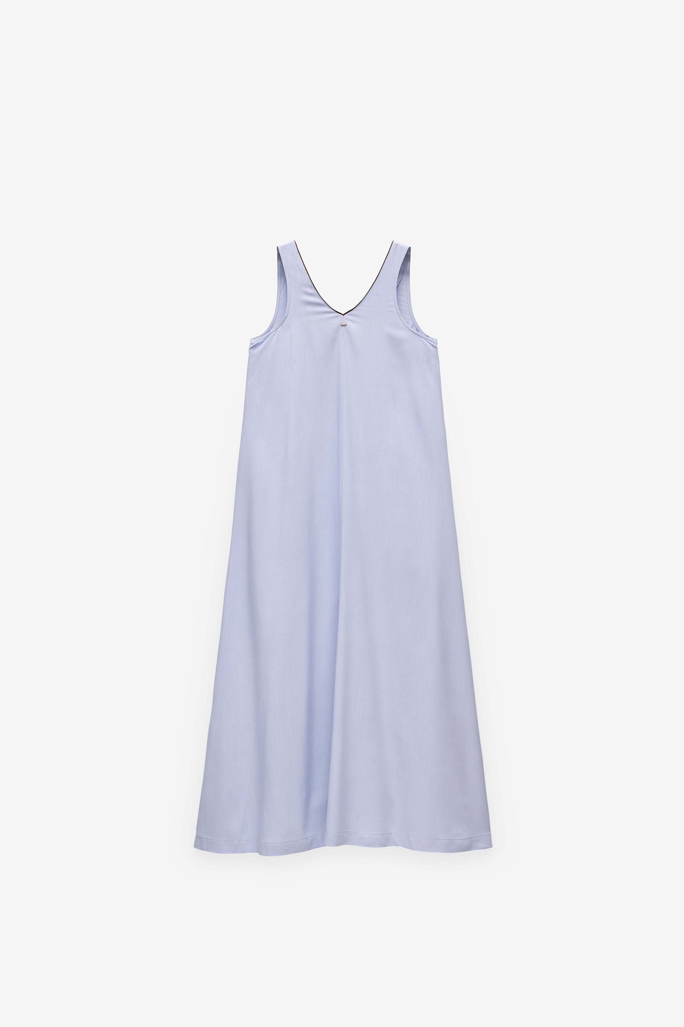 VESTIDO LISO COMPRIDO COM CONTRASTES