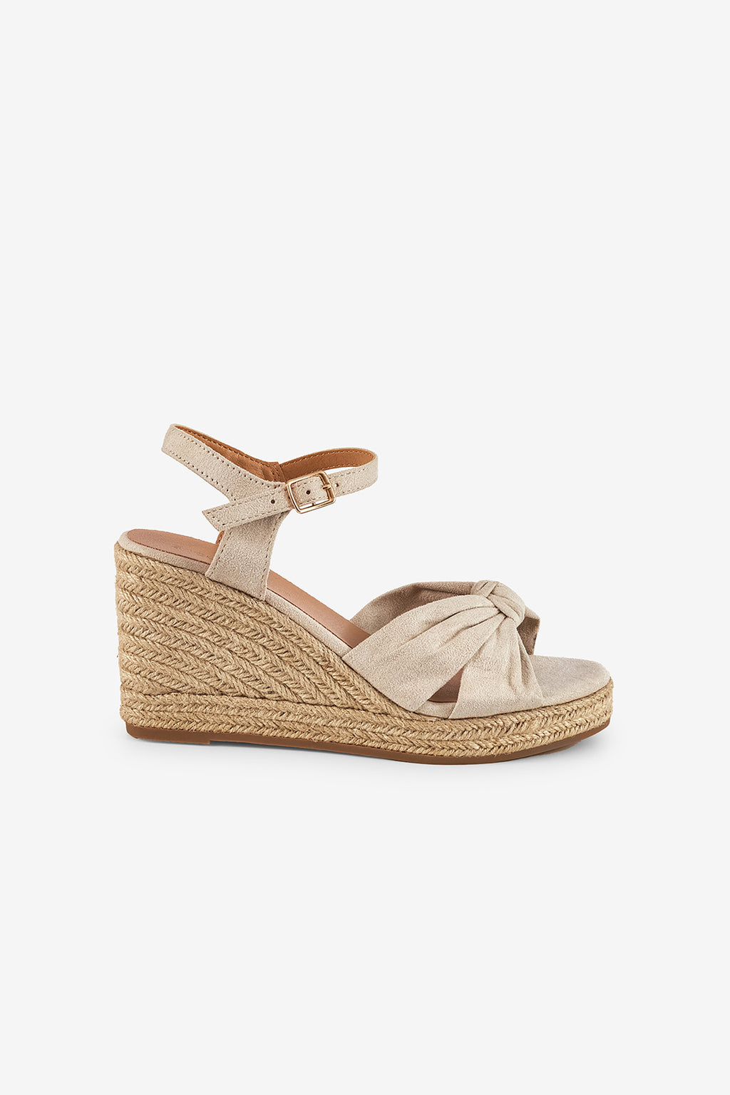 SANDALIAS DE ANTE CON PLATAFORMA DE ESPARTO