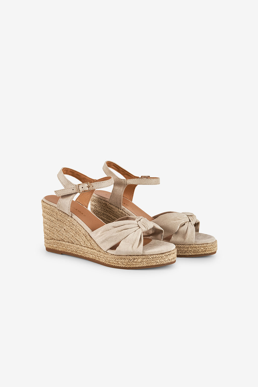 SANDALIAS DE ANTE CON PLATAFORMA DE ESPARTO