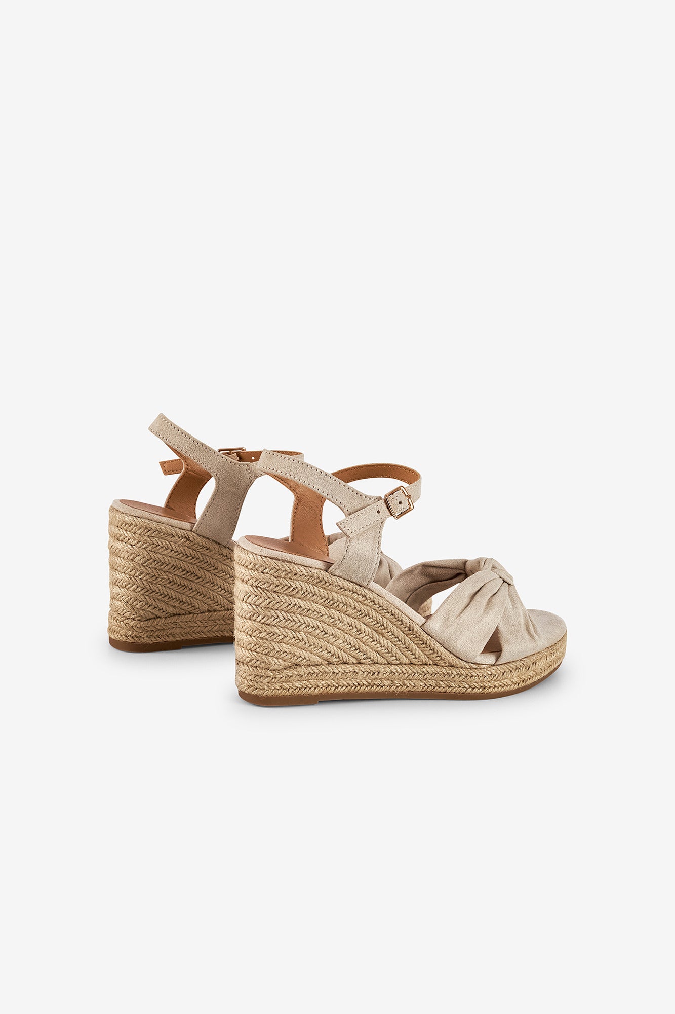 SANDALIAS DE ANTE CON PLATAFORMA DE ESPARTO
