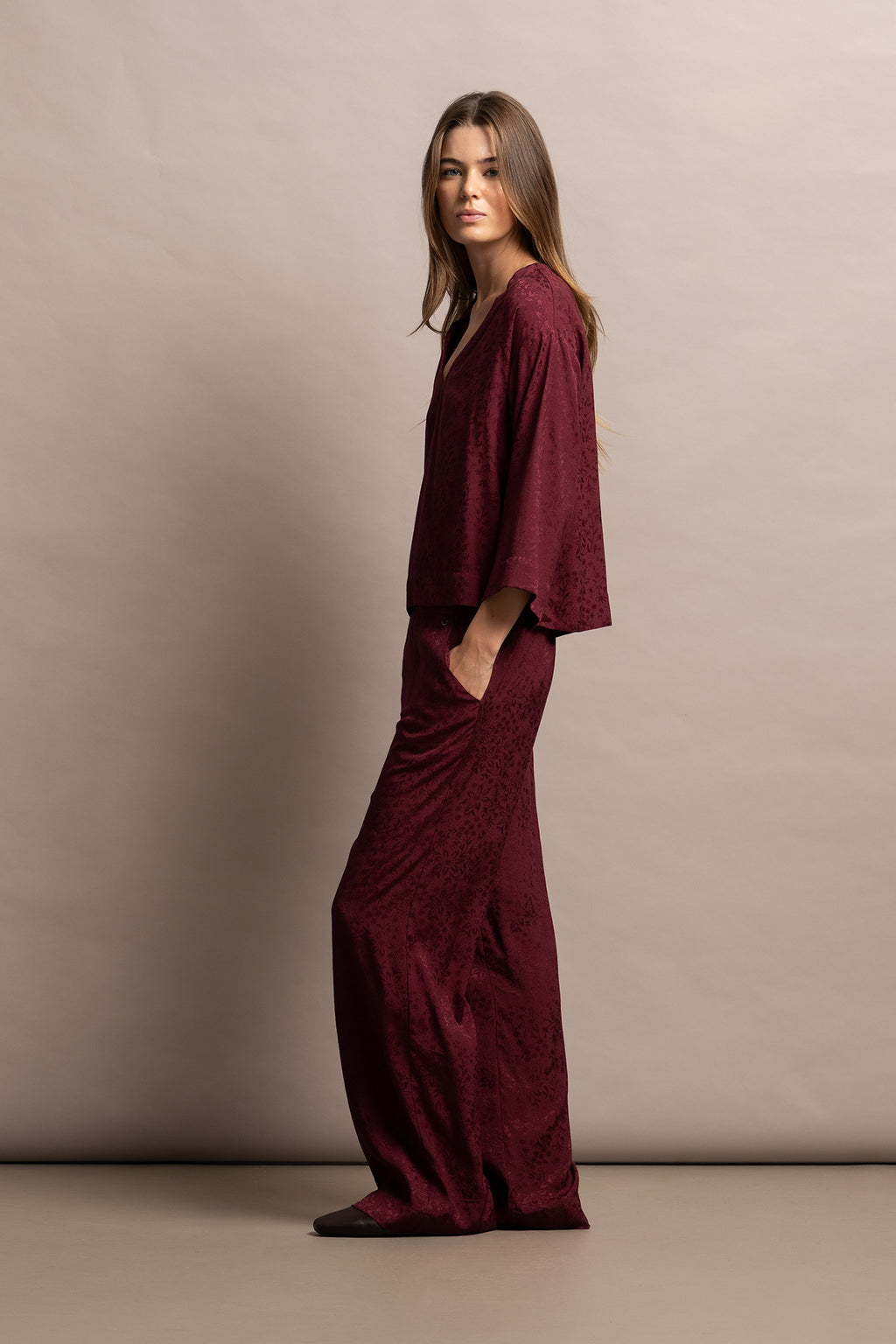 TÚNICA JACQUARD DECOTE EM V