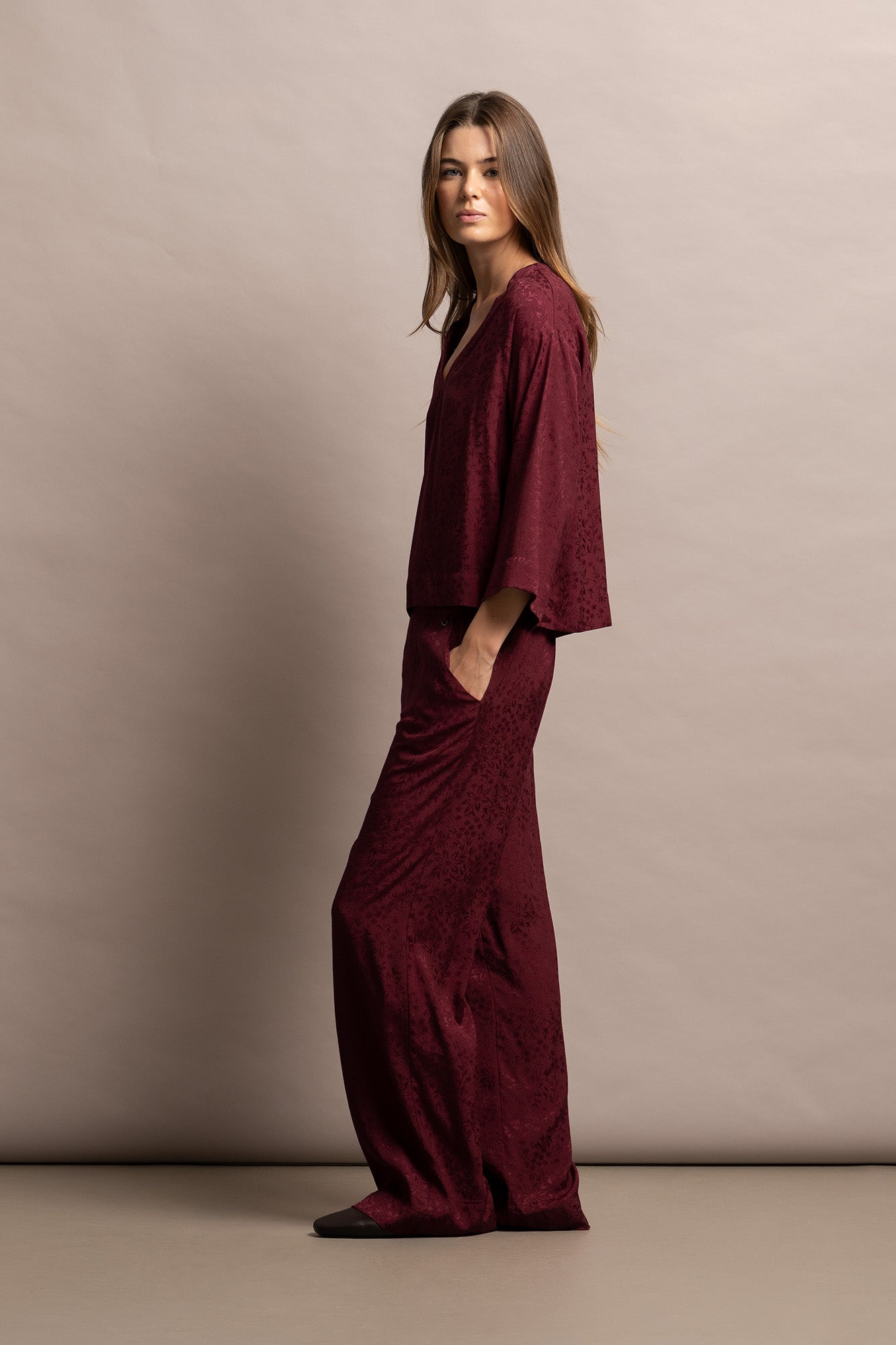 TÚNICA JACQUARD DECOTE EM V