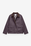 CHAQUETA ENCERADA CON CUELLO DE PANA
