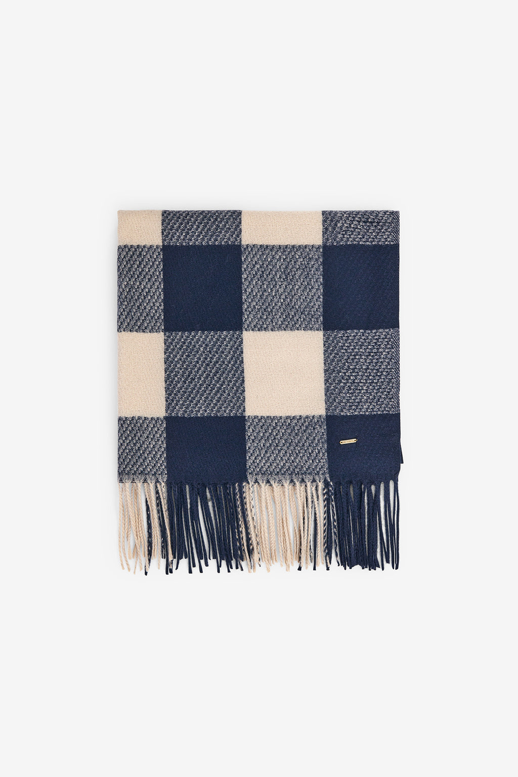 BUFANDA DE CUADROS AZUL Y BEIGE