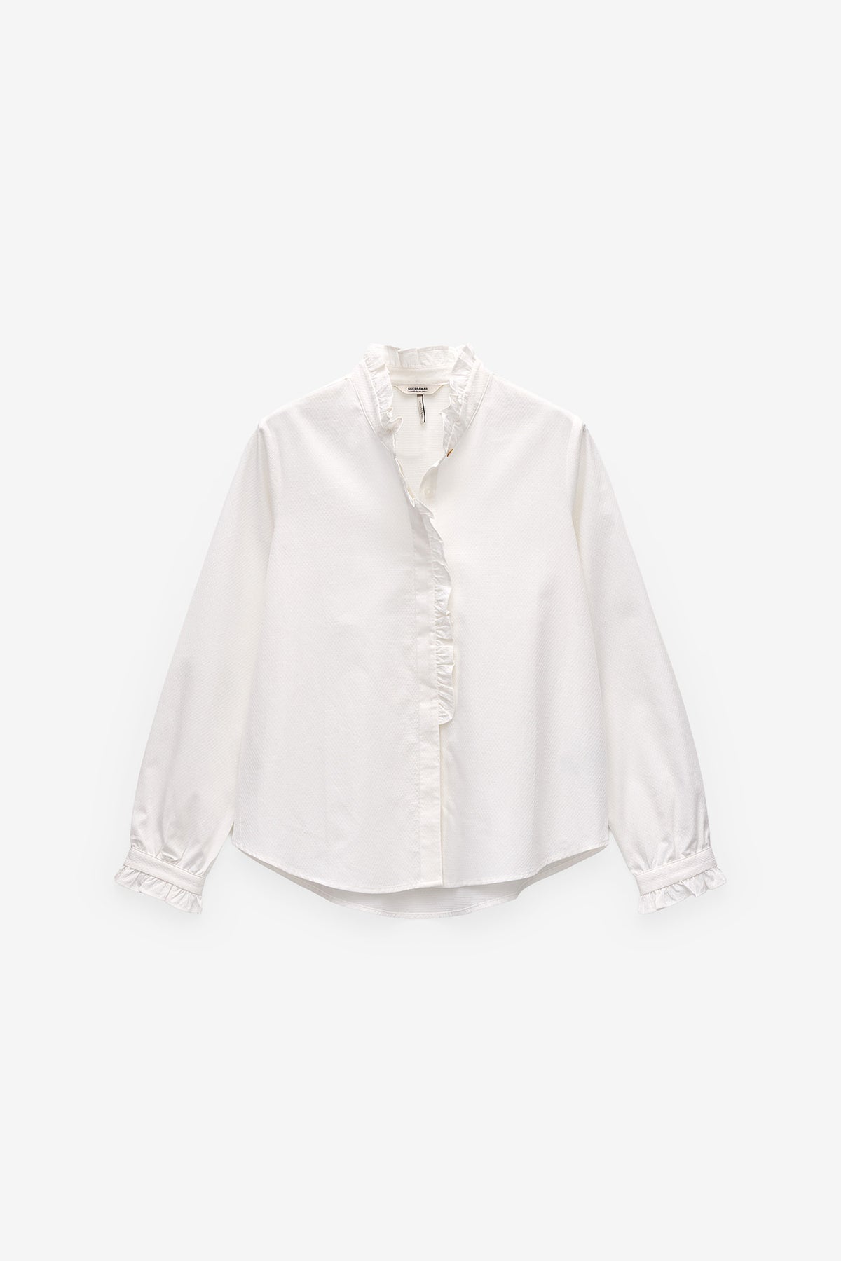 CAMISA COM FOLHOS E MANGA COMPRIDA