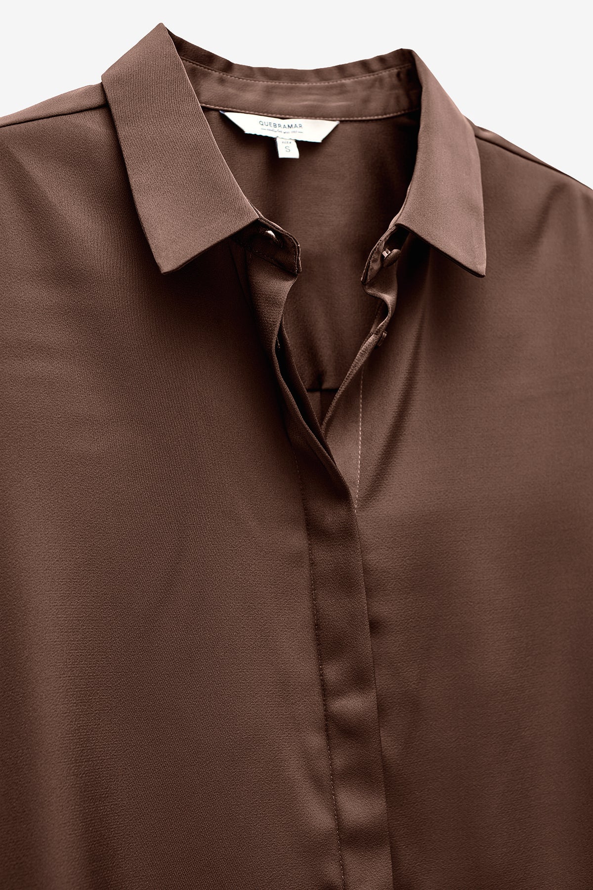 WOMEN'S OVERSIZED SATIN SHIRT - BROWN