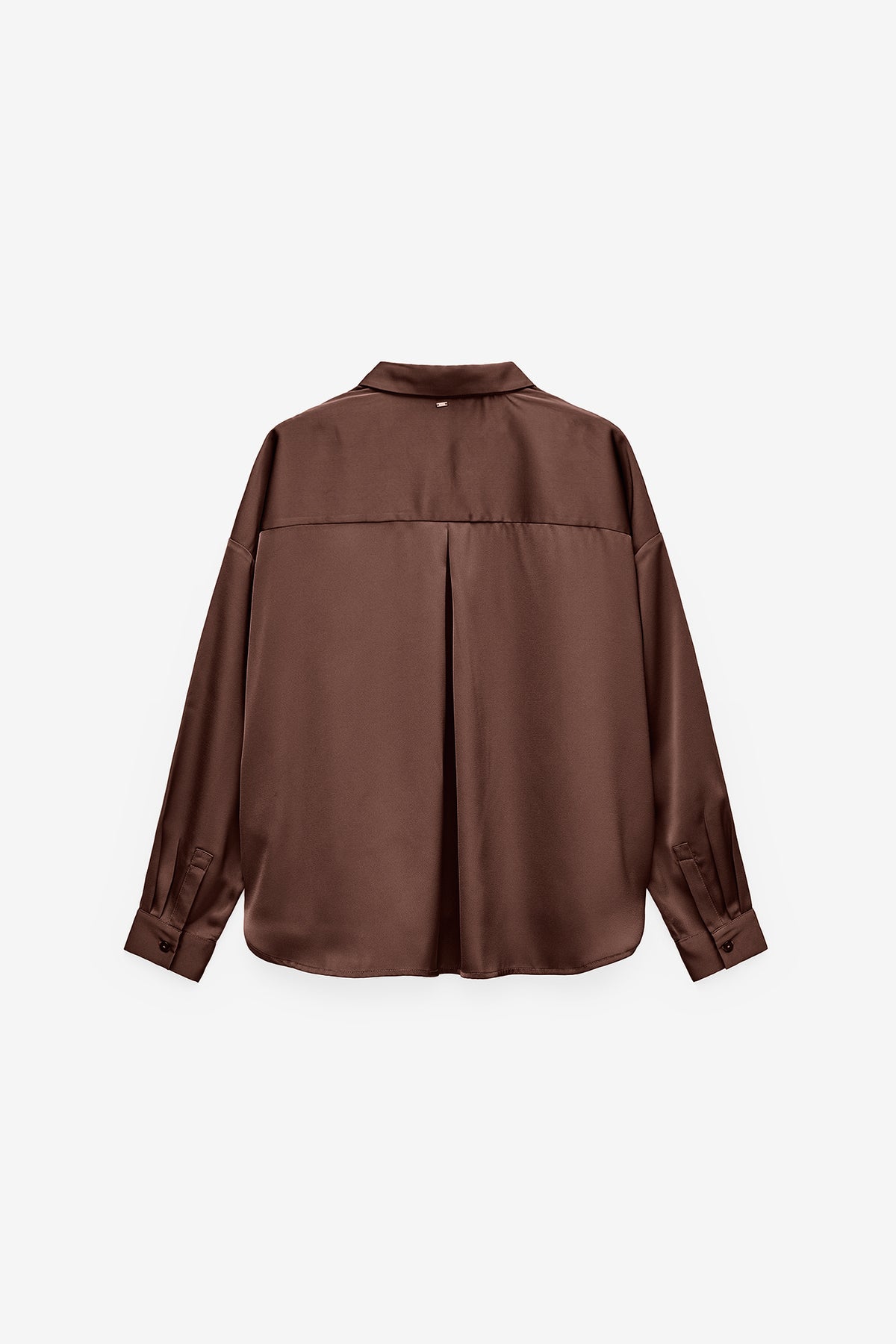 WOMEN'S OVERSIZED SATIN SHIRT - BROWN