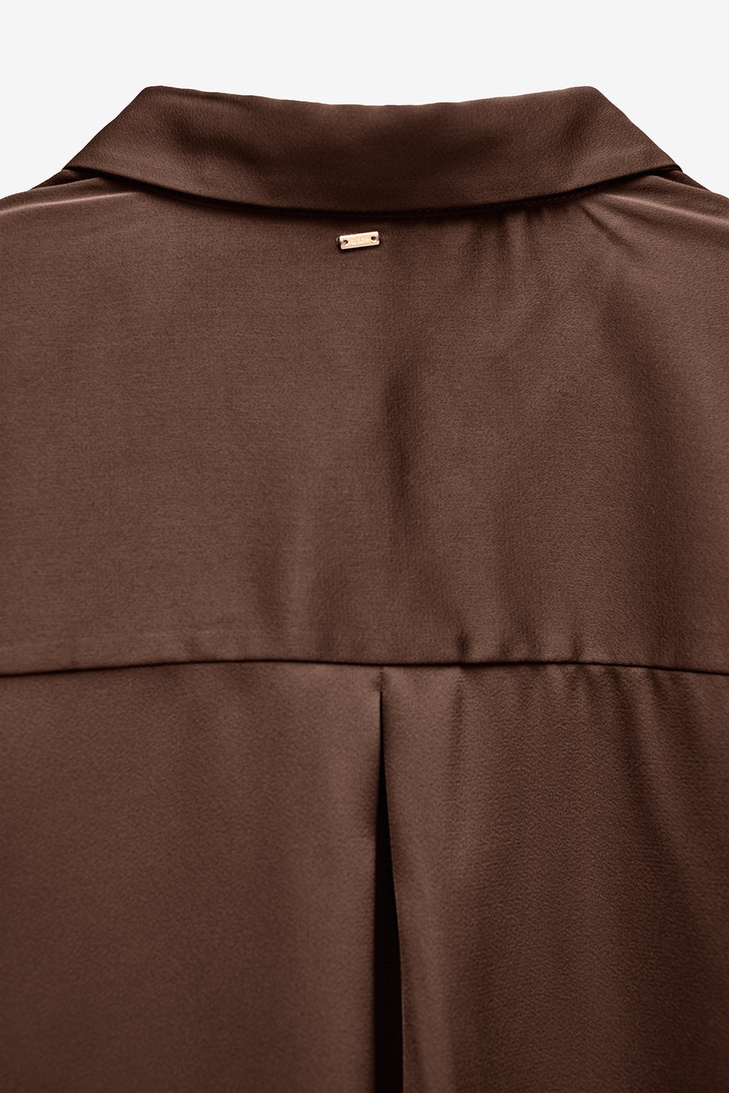 WOMEN'S OVERSIZED SATIN SHIRT - BROWN