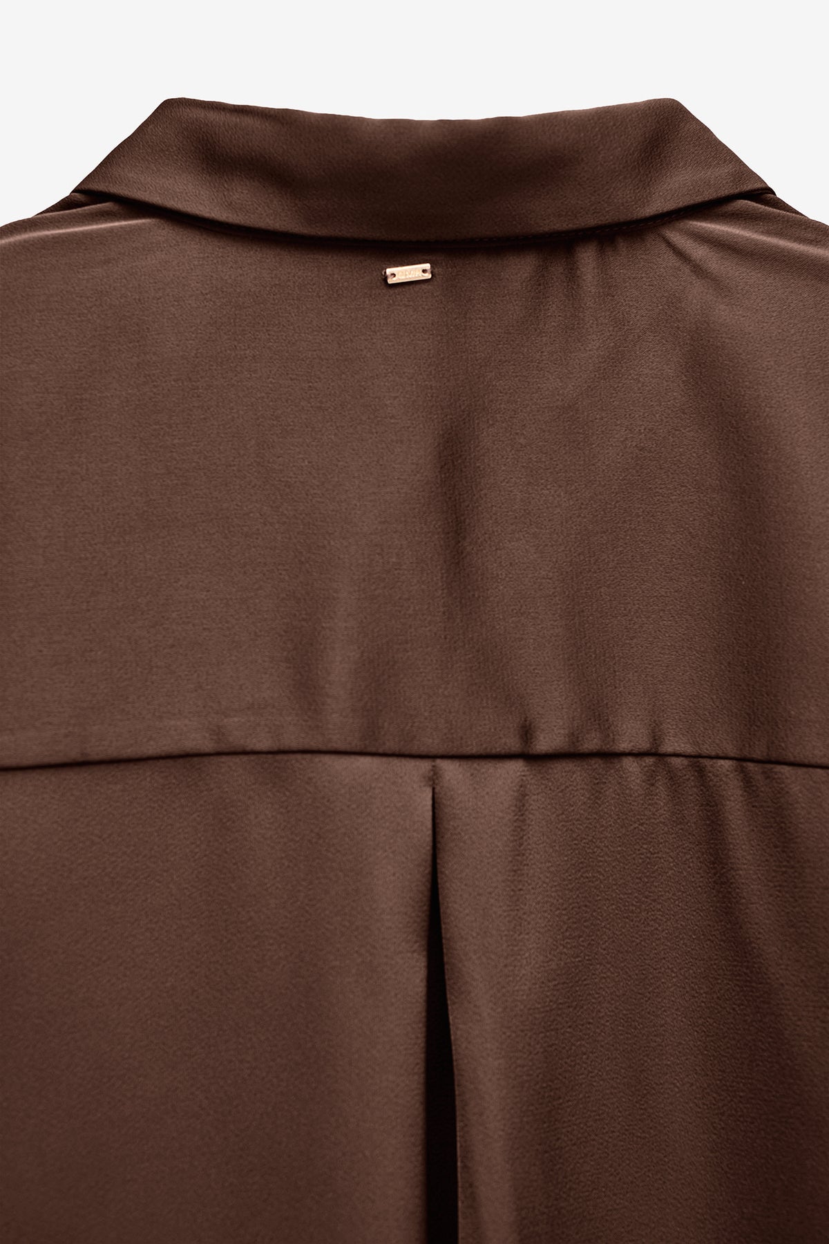 WOMEN'S OVERSIZED SATIN SHIRT - BROWN