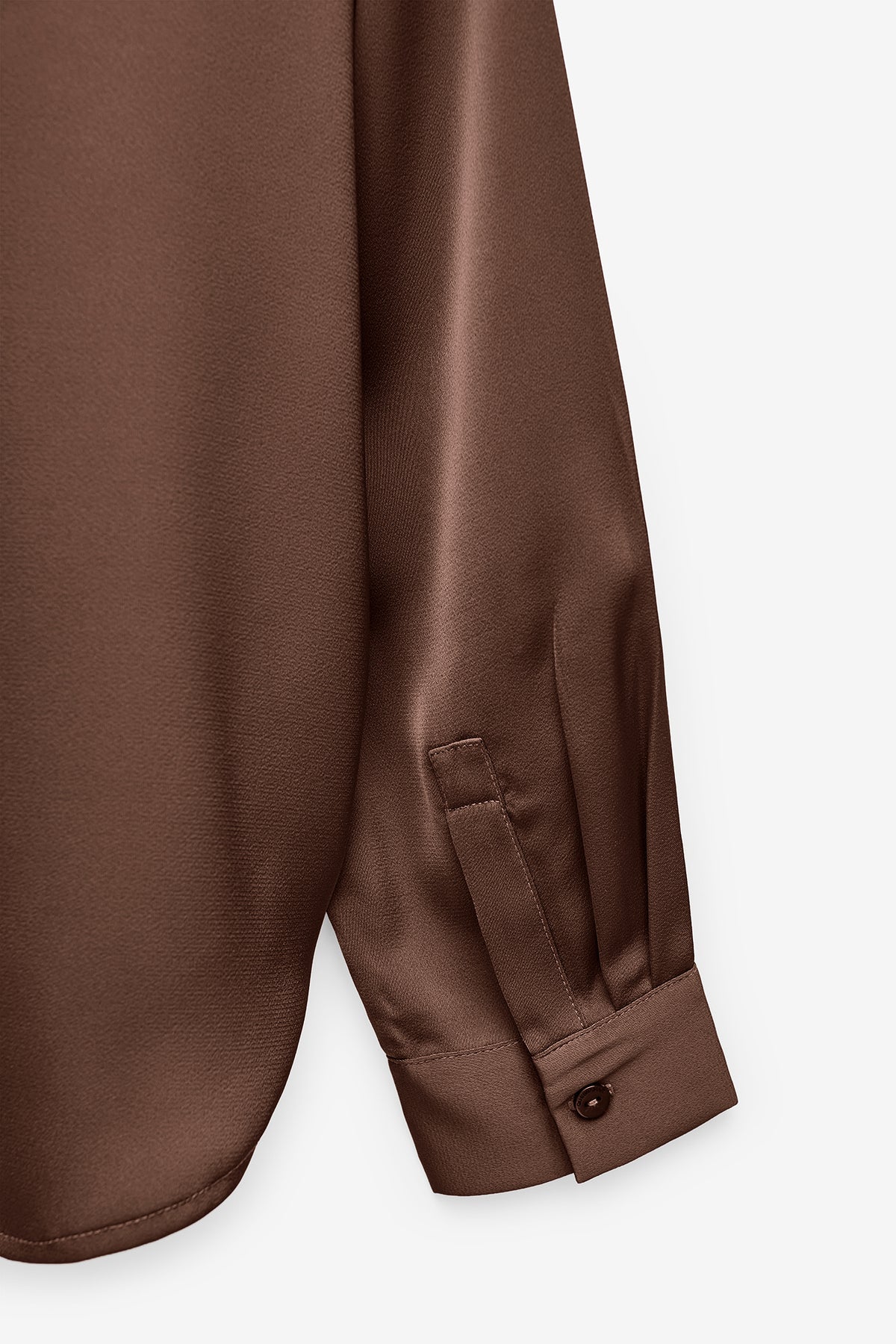 WOMEN'S OVERSIZED SATIN SHIRT - BROWN