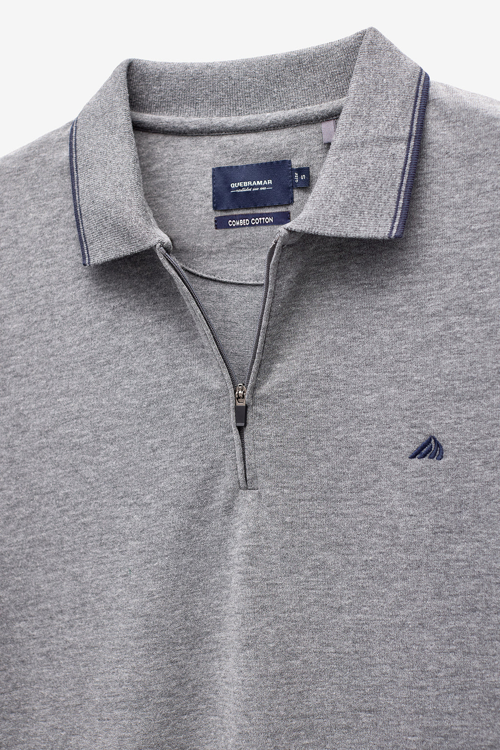 POLO MANGA COMPRIDA EM JERSEY COM FECHO