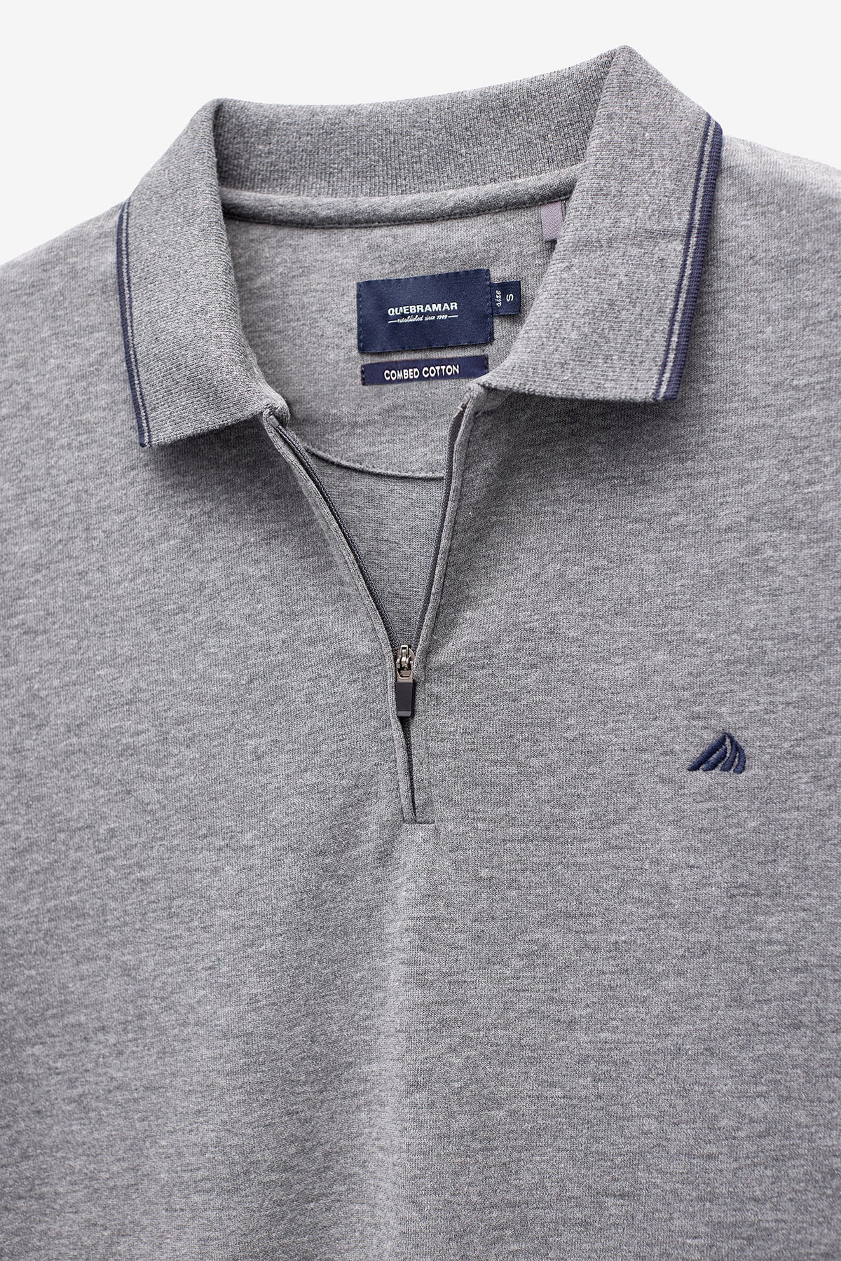 POLO MANGA COMPRIDA EM JERSEY COM FECHO