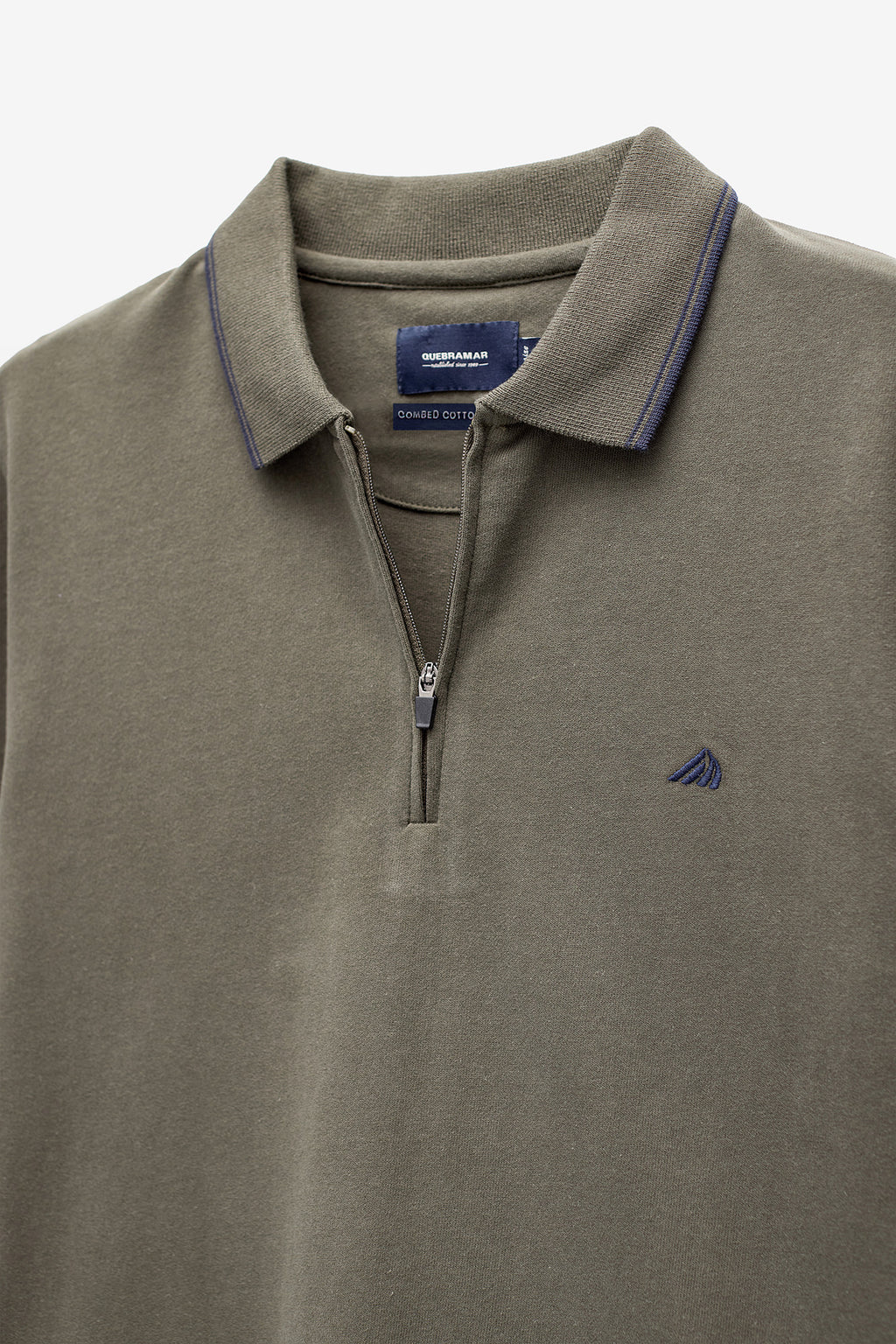 POLO MANGA COMPRIDA EM JERSEY COM FECHO