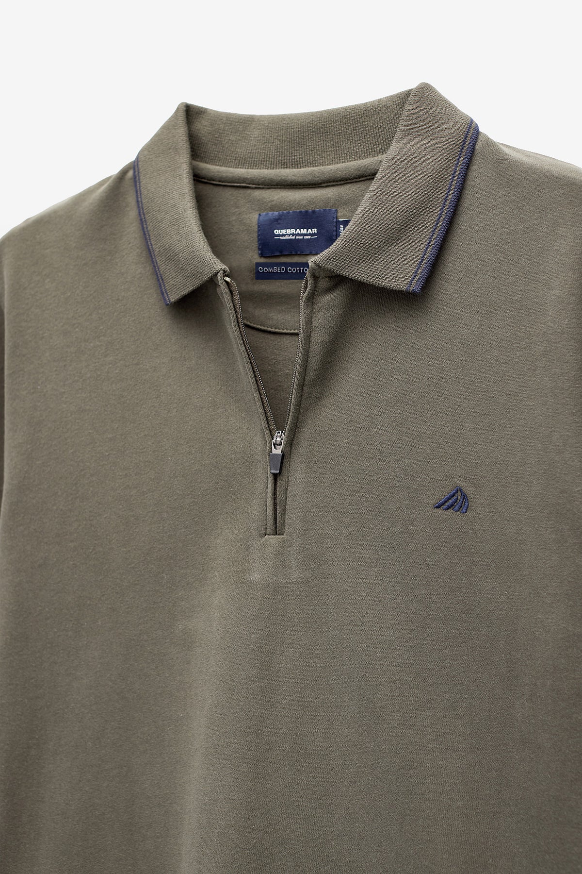 POLO MANGA COMPRIDA EM JERSEY COM FECHO
