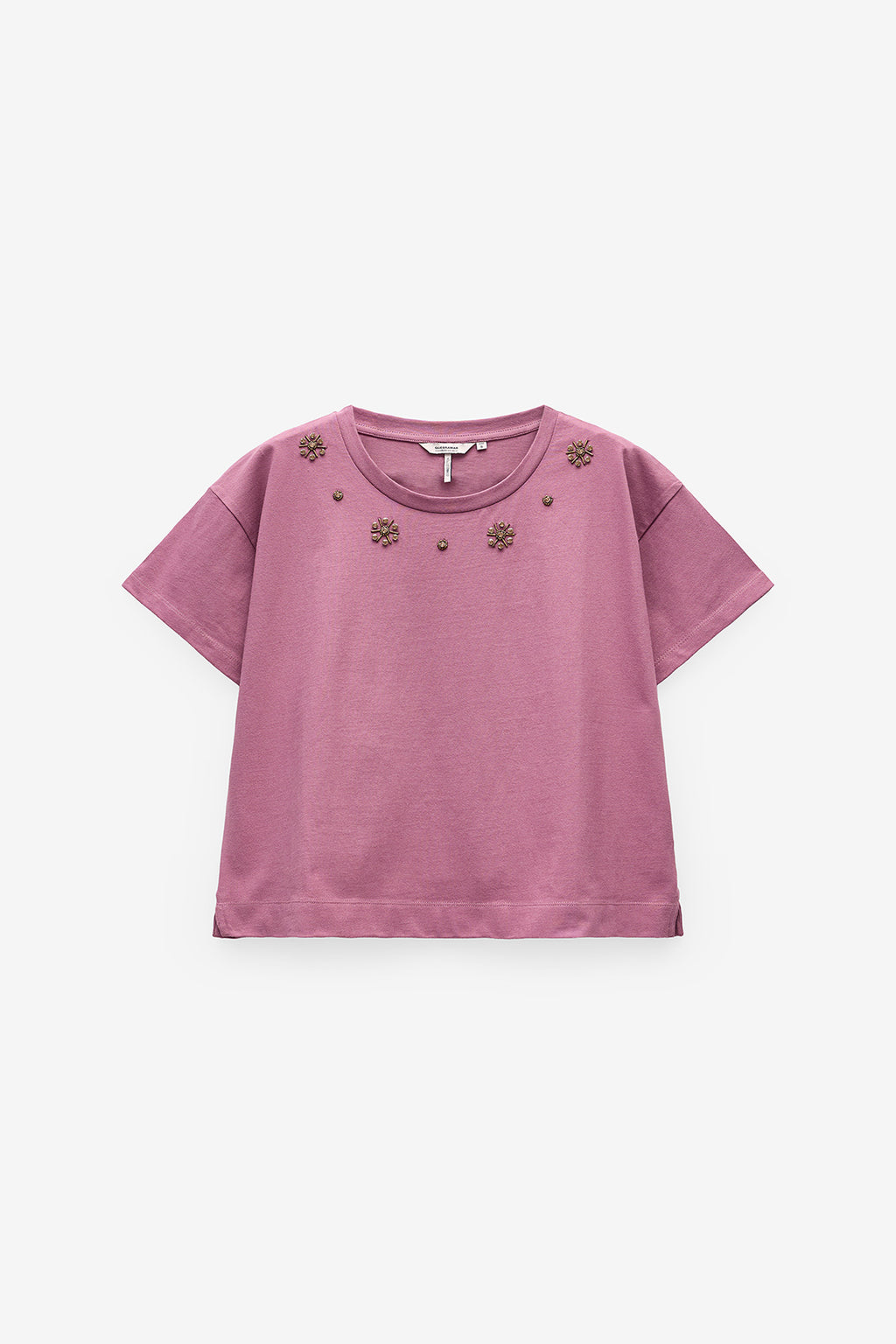 T-SHIRT COM APLICAÇÕES NA FRENTE BRILHANTES